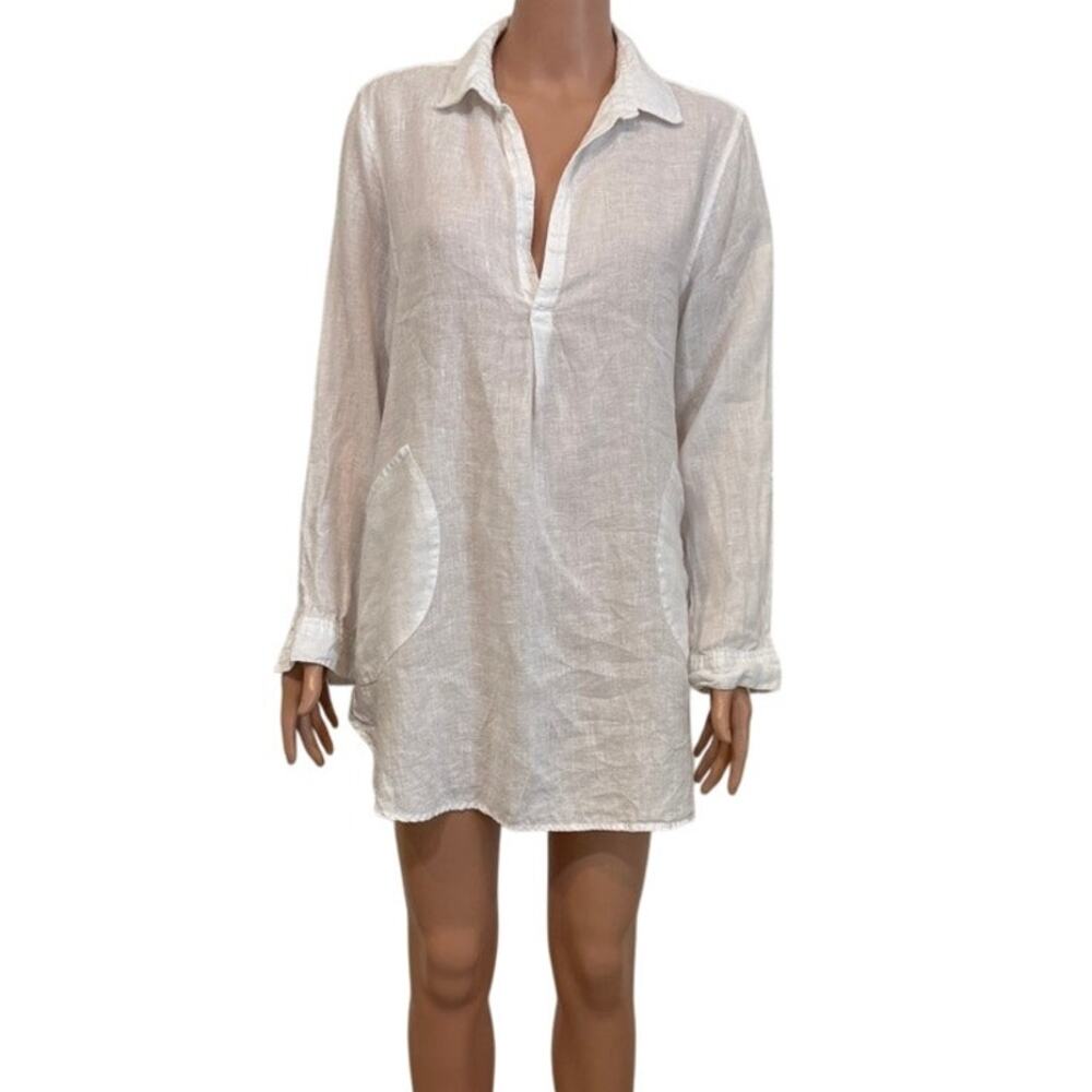 ForCynthia Beachwear large linen swim cover up shirt tunic SW2 3657
